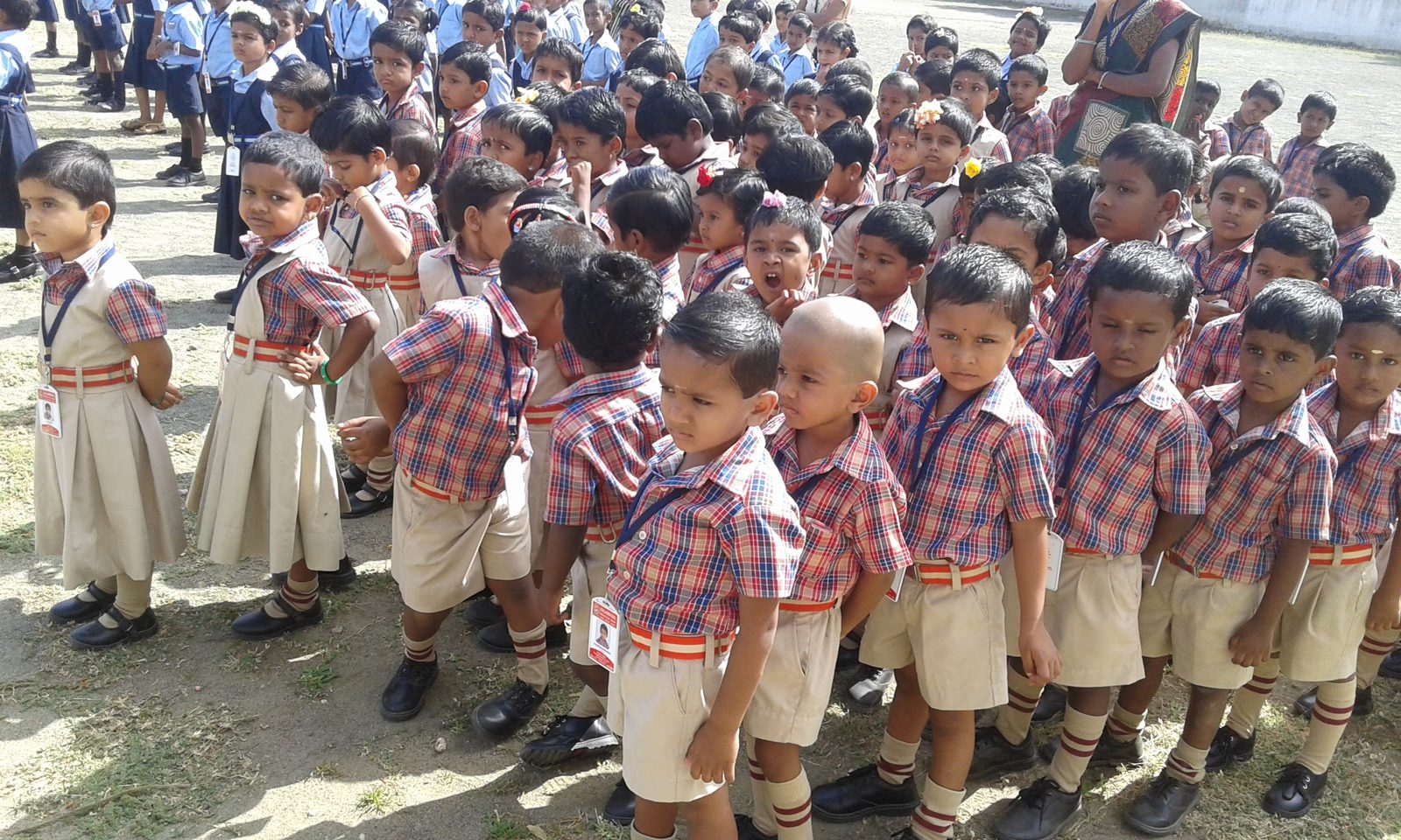 Young KG students lined up
