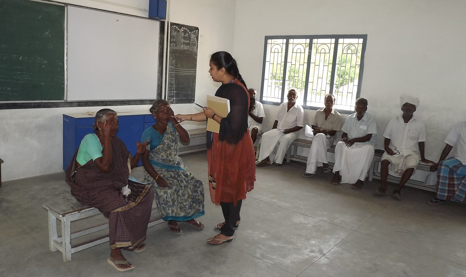 A free medical camp run by the Trust in a village classroom