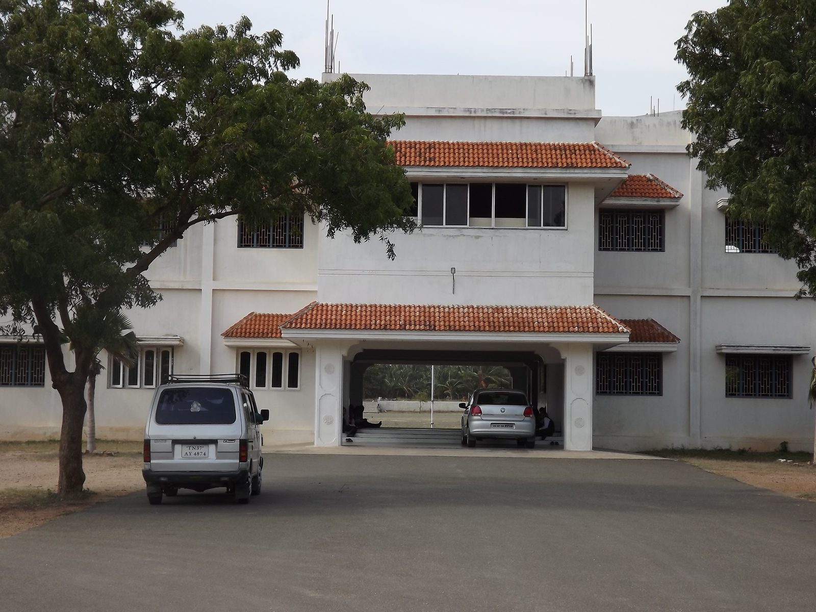School building with entrance portico