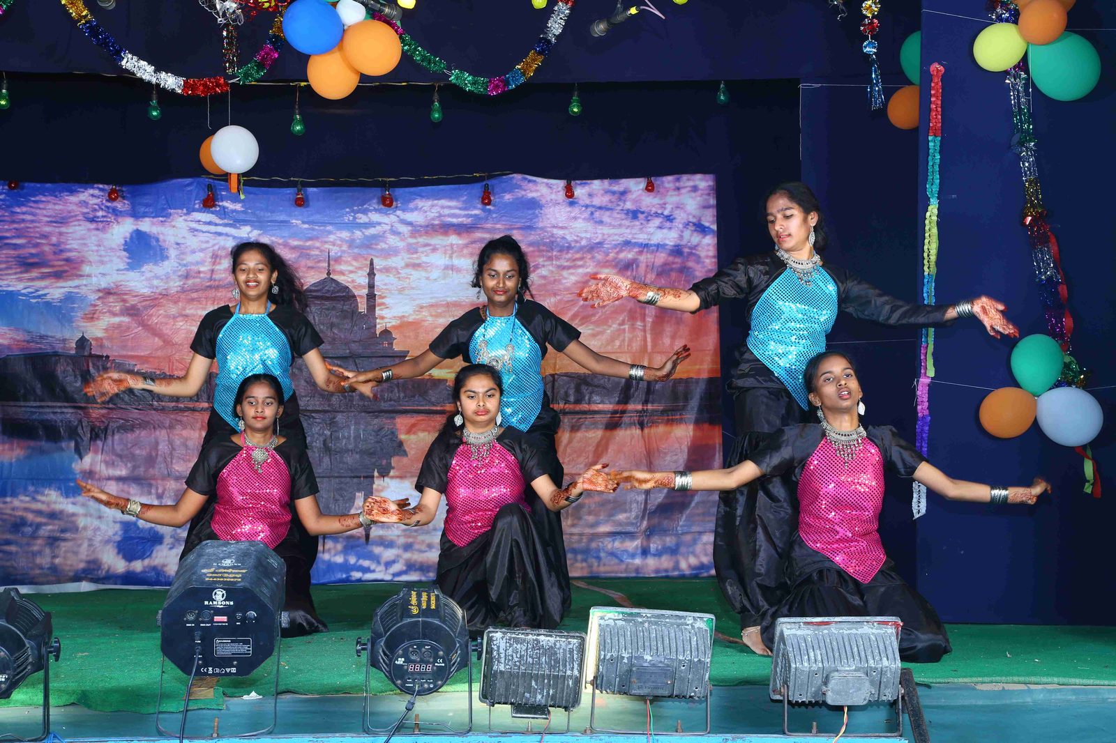 Group cultural performance on stage
