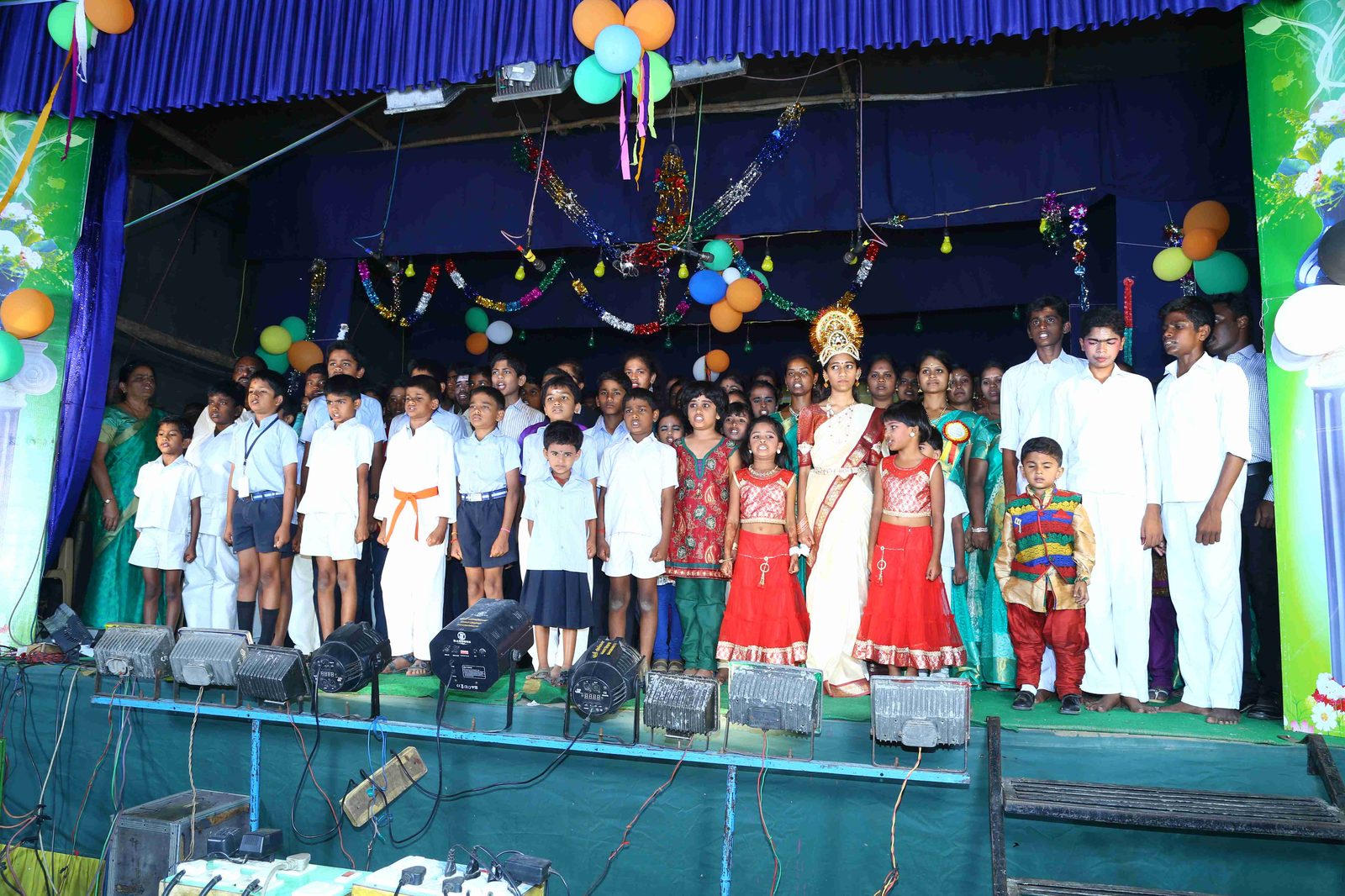 Choir and group performance on stage
