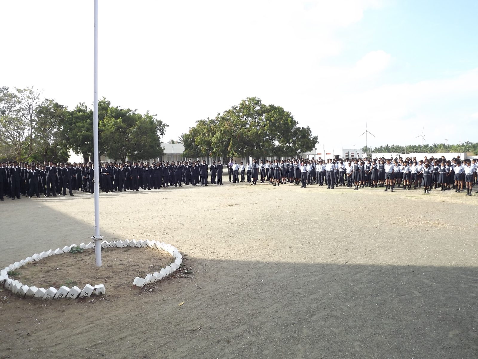 Students in uniform at the school morning assembly